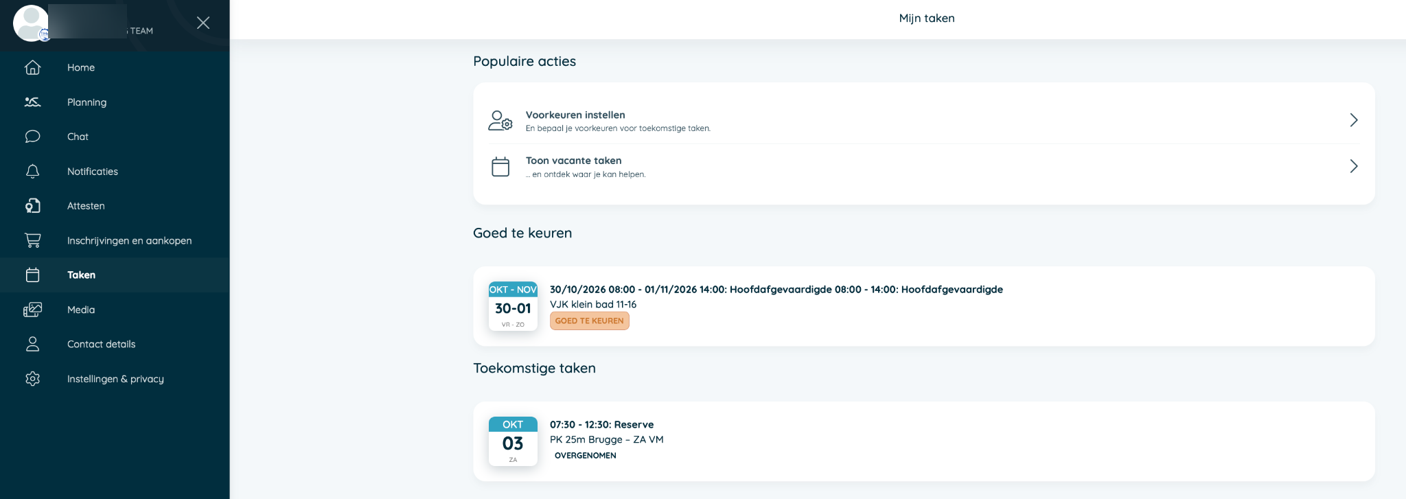 Twizzit Mijn taken met goed te keuren en toekomstige taken